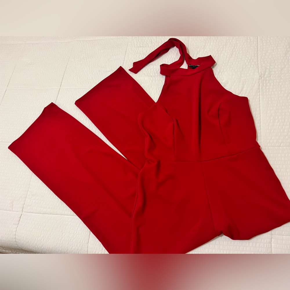 BEBE Red Halter Pantsuit Size 12